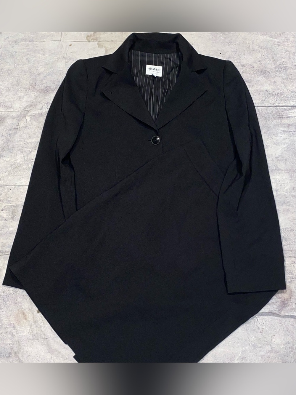 Vintage 90s Giorgio Armani Skirt Suit Set Ensamble Blazer Jacket US 10 44 Italy